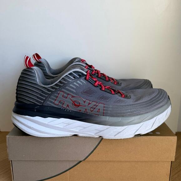 Hoka One One Bondi 6 Grey/Red Men Running Sneakers- SZ 14 main image 14